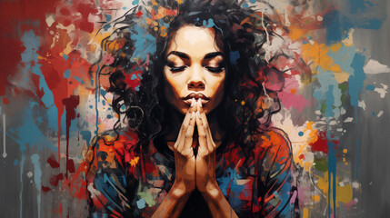 Abstract Portrait of Woman with Colorful Background