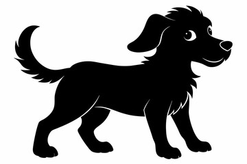A playful puppy with floppy ears and a wagging tail black silhouette 