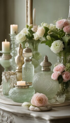 Pink and White Flowers with Candelabras and Candles