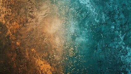 Dark teal and brown gradient background with a grainy texture.