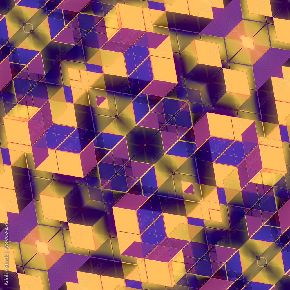 Leinwandbilder colorful abstract mosaic of bright multicolored squares and rectangles. 3d rendering digital illustr