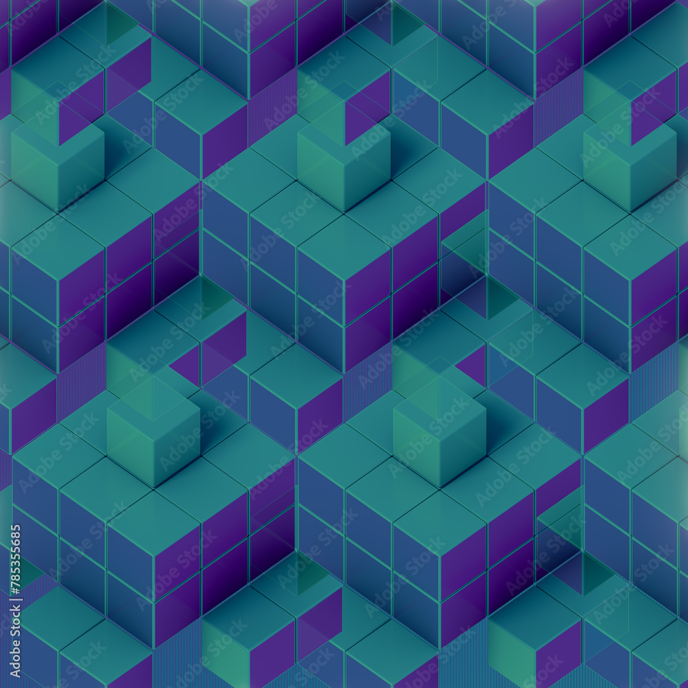 Poster Trendy abstract geometric background with a pattern of rectangular shapes. 3d rendering digital illustration
