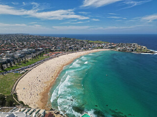 View of Bondi Beach, Sydney, NSW, Australia beach and ocean from above