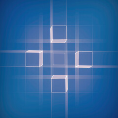 Mesmerizing patterns of geometric shapes against a blue background. 3d rendering digital illustration