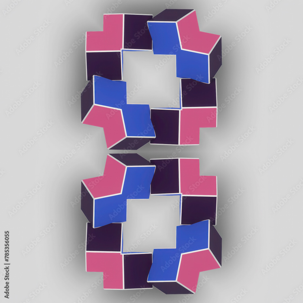 Poster Fascinating 3d rendering digital illustration of squares and rectangles