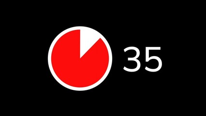 Modern 40 seconds countdown timer with circular countdown accurate on black background