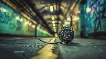 Wild Rat with Razor Teeth in Underground Tunnel