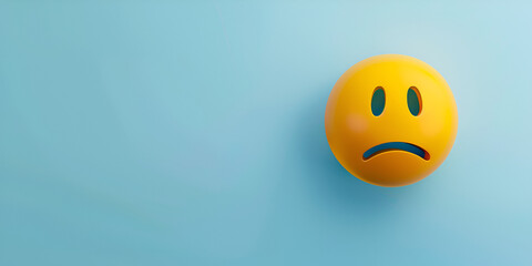 Sad Face Emoji isolated blue background Cool and Trendy emoji 