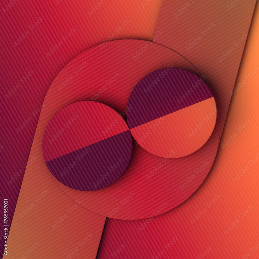 Aufkleber Modern illustration in a bright red-orange color palette with a simple pattern of geometric shapes. 3d rendering