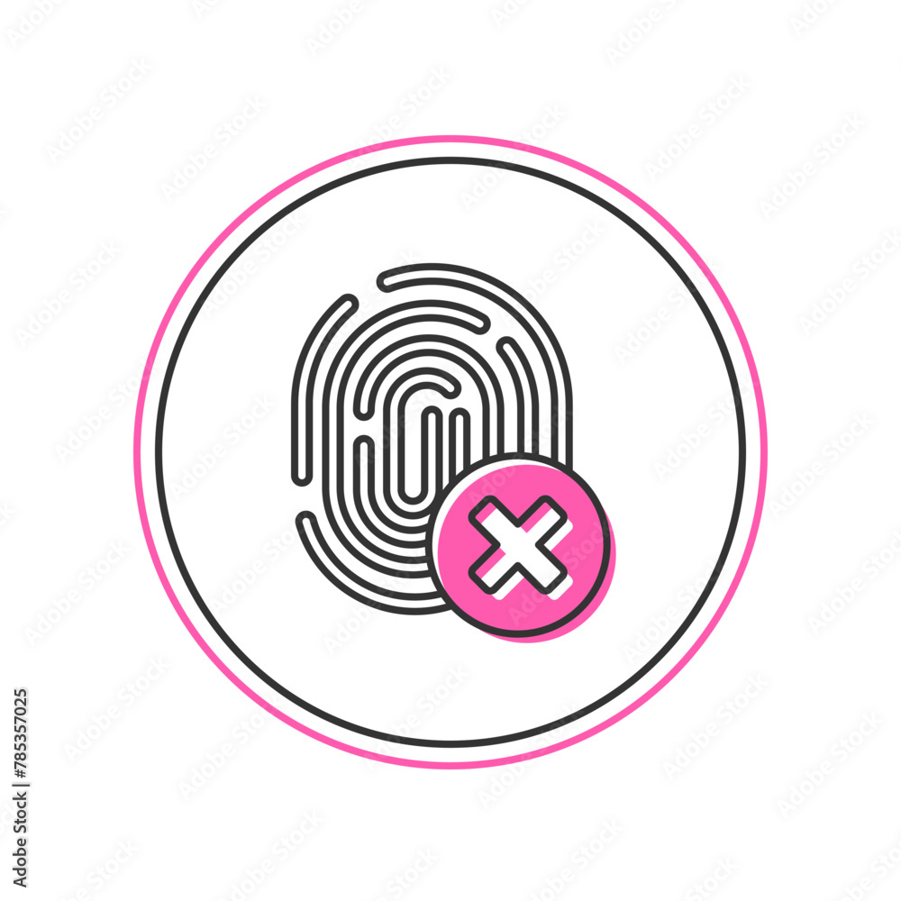 Poster filled outline cancelled fingerprint icon isolated on white background. access denied for user conce