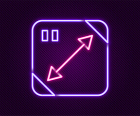 Glowing neon line Diagonal measuring icon isolated on black background. Colorful outline concept. Vector