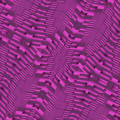 Vibrant symmetrical geometric background of purple hue. 3d rendering digital illustration