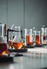 Chemistry supplies in school laboratory white room