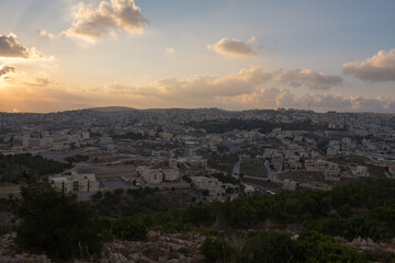 Landscape from the Jumping Mountain in Nazareth. Panoramic view. Sunset