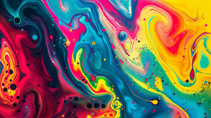 Abstract colorful fluid liquid paint background swirls