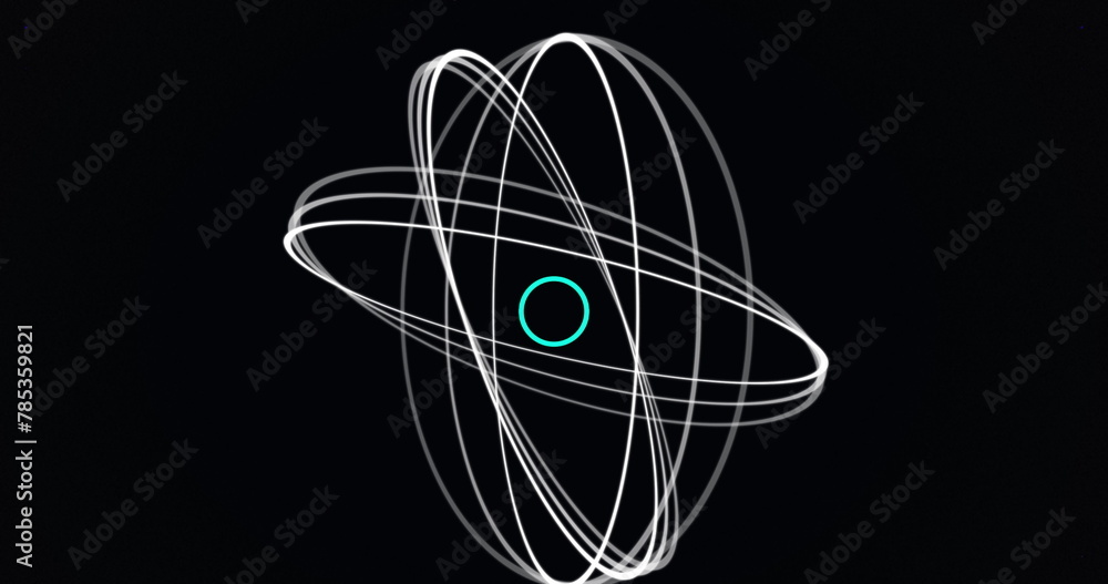 Poster image of spinning white rings with blue and dots moving hypnotically from a central point in seamles