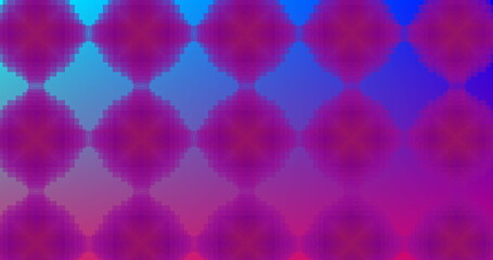 Image of kaleidoscopic colourful red, blue and purple square shapes moving hypnotically in a seamles