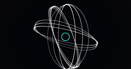 Image of spinning white rings with blue and dots moving hypnotically from a central point in seamles