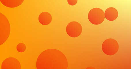 Image of floating orange spheres with moving white dots over orange gradient background