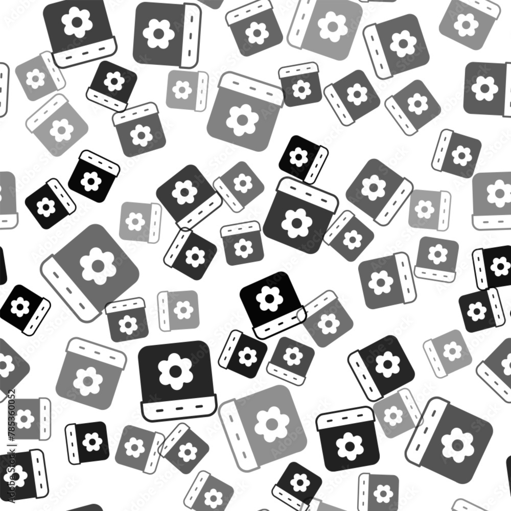 Poster black calendar spring icon isolated seamless pattern on white background. event reminder symbol. vec