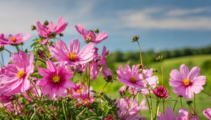 Fototapeta premium pink flowers in the meadow,flower, nature, garden, pink, flowers, plant, spring, summer, flora, blossom, field, purple, beauty, bloom, 
