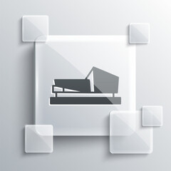 Grey Wooden axe icon isolated on grey background. Lumberjack axe. Square glass panels. Vector