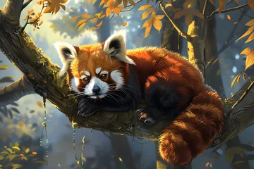 Raamstickers red panda in the jungle © Natural beauty 