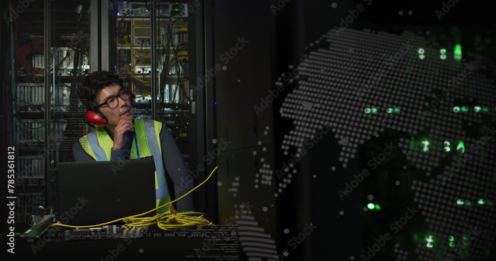 Poster image of text with globe and network of connections