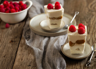traditional Italian dessert tiramisu with coffee