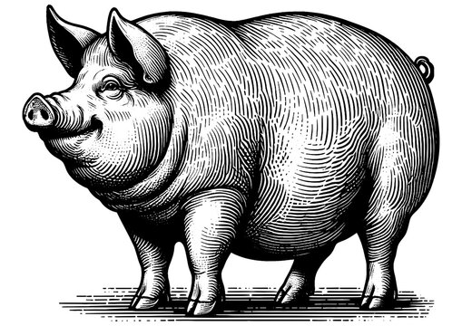 recommend clip art: Fat Pig engraving sketch PNG illustration