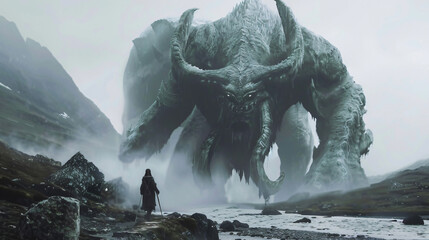 Fantasy giant monster in concept Norse Mythology - obrazy, fototapety, plakaty