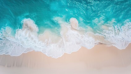 Fototapeta na wymiar Beautiful aerial view of the turquoise sea and white sand beach