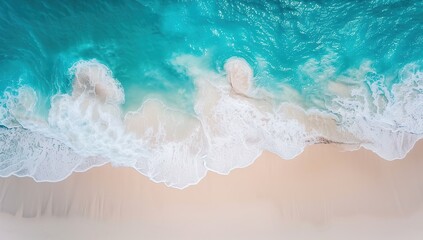 Beautiful aerial view of the turquoise sea and white sand beach