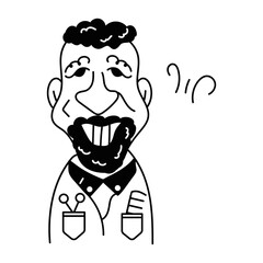 Ready to use doodle avatar of a hairdresser 