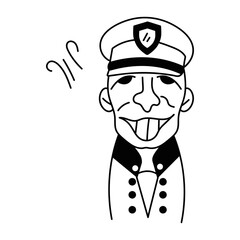 Modern fun doodle avatar of a patrol officer 