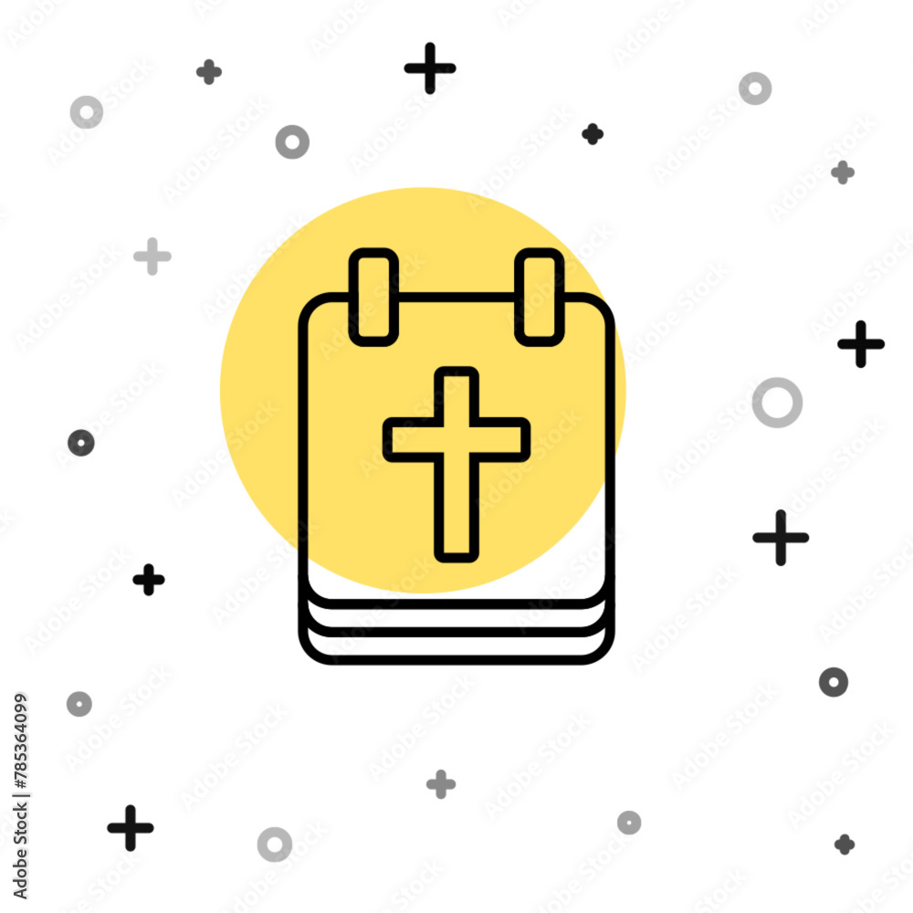 Poster black line calendar with easter icon isolated on white background. spring christian holiday symbol. 