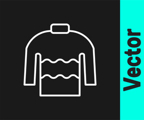 White line Sweater icon isolated on black background. Pullover icon. Vector