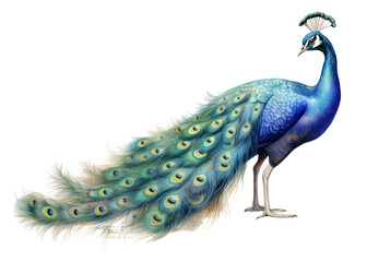 Fototapeta premium PNG Peacock animal bird side view. AI generated Image by rawpixel.