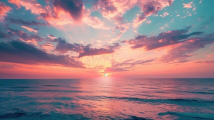 Beautiful sunset over the sea with sky and clouds