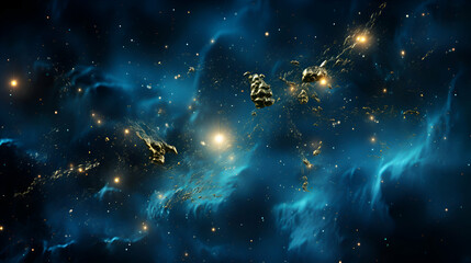 Abstract fractal illustration for creative design looks like galaxies in deep space.