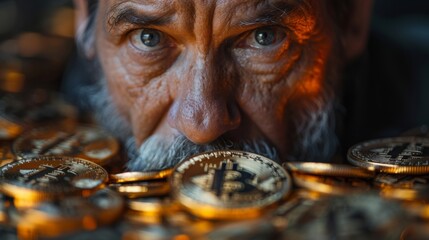 Visionary Crypto Enthusiast Contemplating the Future Amid Bitcoin Halving, Personifying Hope and Speculation in the Cryptocurrency Era.