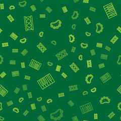 Set line Drum, Grand piano and Tambourine on seamless pattern. Vector