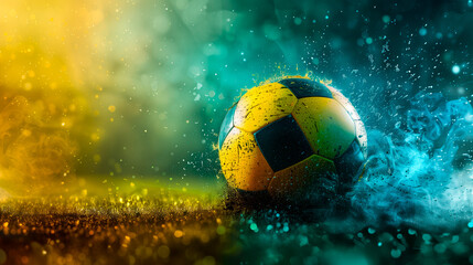 soccer ball background with a ball on the field