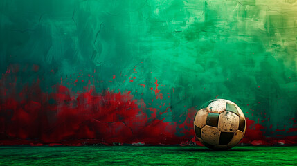 Soccer wallpaper with a ball in front of a green and red wall