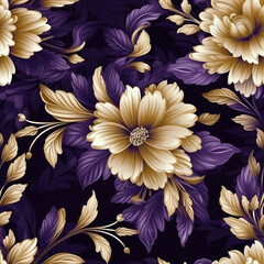 Seamless floral pattern. Realistic golden flowers.