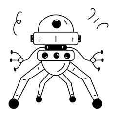 Check our doodle icon of a spider robot 