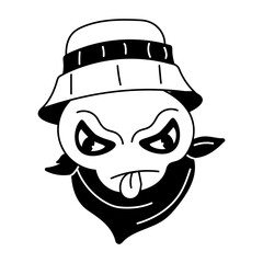 Trendy glyph icon of an alien face 