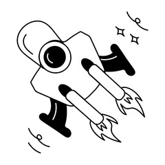 A well-designed doodle icon of a rocket jet 