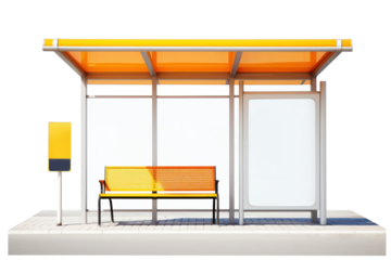 PNG Photo of a bus stop isolated on clear white background --ar 3:2