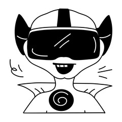 Premium glyph style icon of alien vr